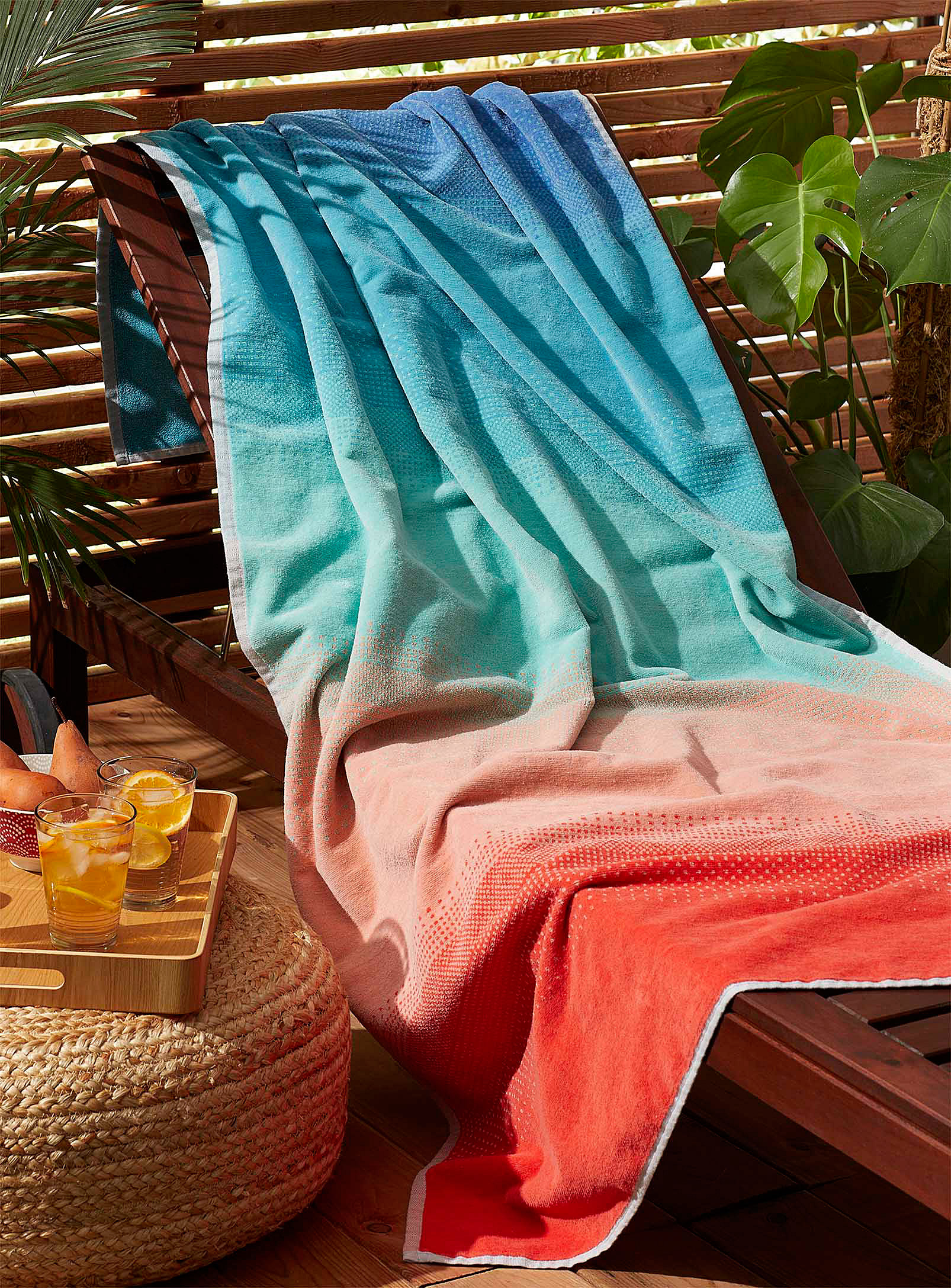 the beach towel on a chair