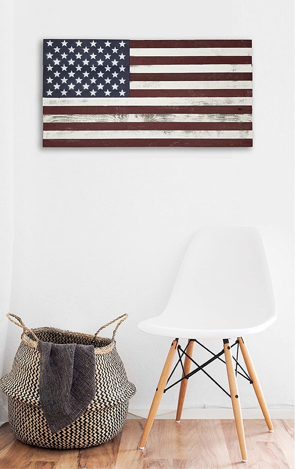 a wooden american flag