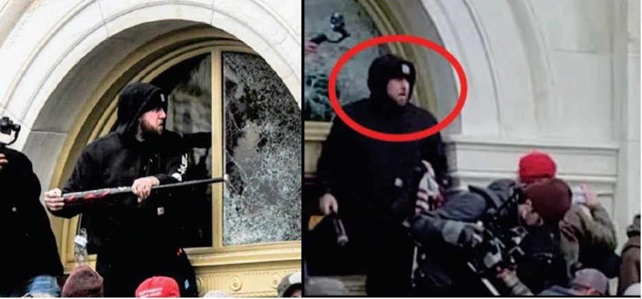 A man smashes a Capitol window with a baseball bat