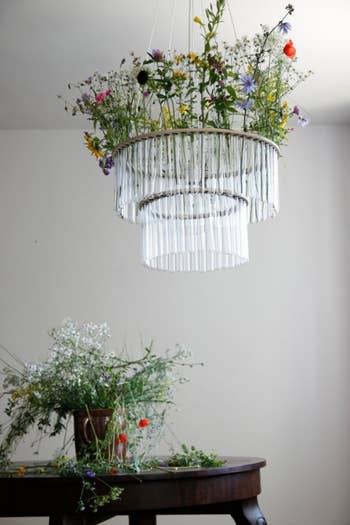 the same chandelier with wildflowers