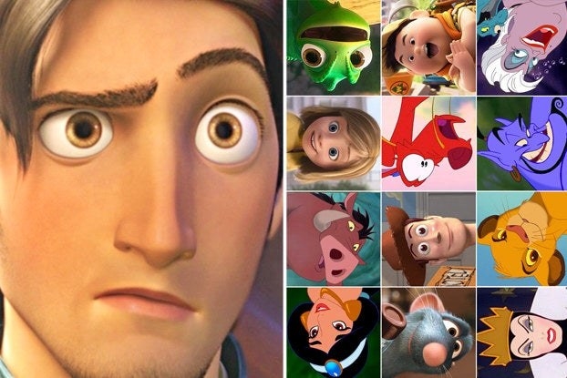 Flynn Ryder looking confused and many small Disney images 
