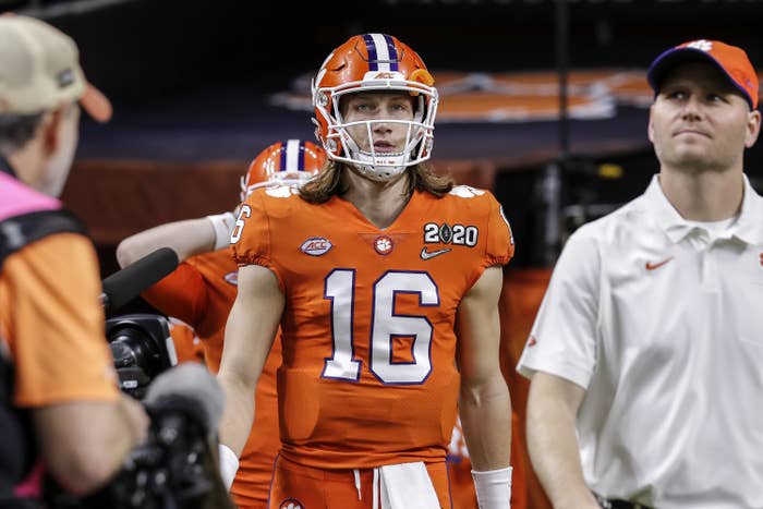 Trevor Lawrence in orange Clemson uniform