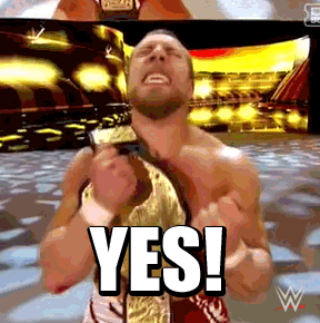 wrestler saying &quot;yes!&quot;