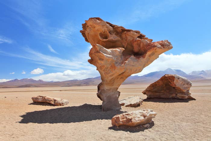 Strange rock outcropping in the middle of a desert