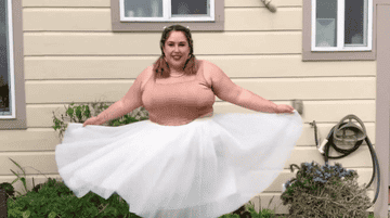 gif of julianna wearing corset with tulle skirt 