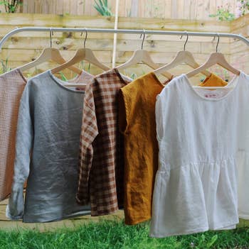 five variations of the box top in different lightweight fabrics