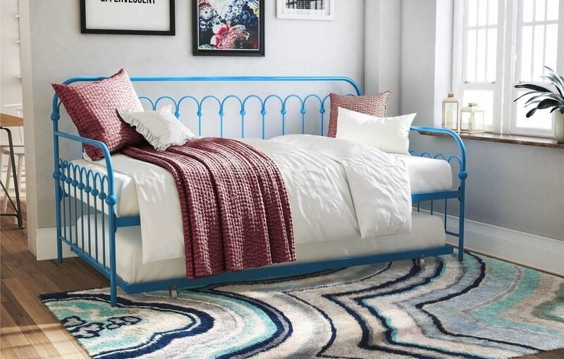 The trundle bed in blue