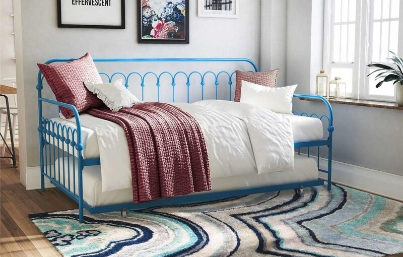 The trundle bed in blue
