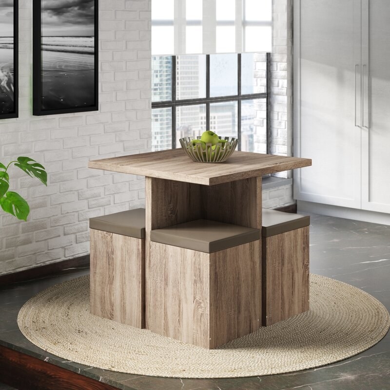 The small square wooden dining set