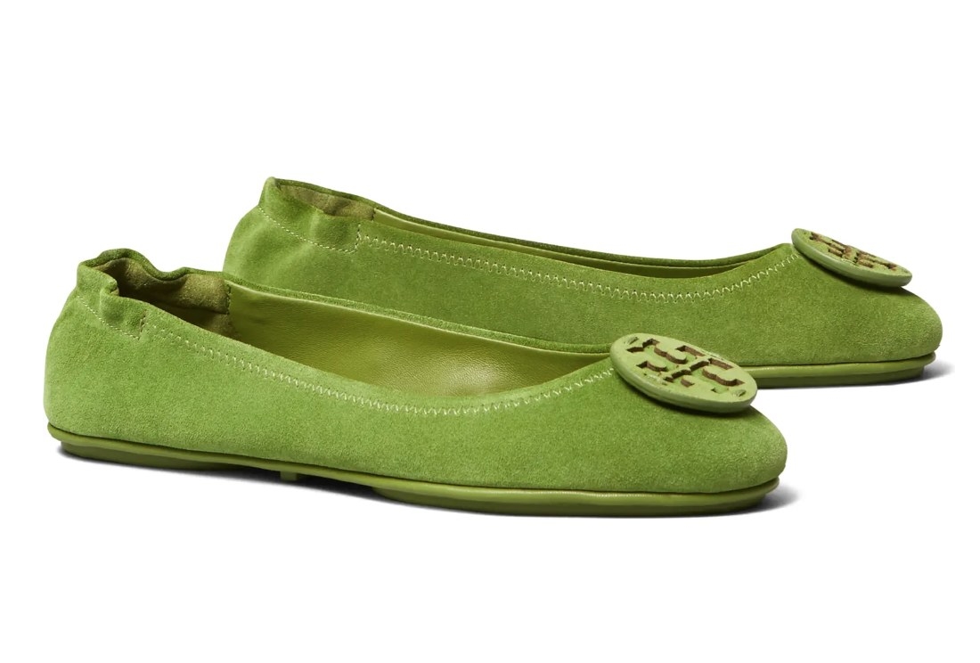 The green suede Tory Burch Flats