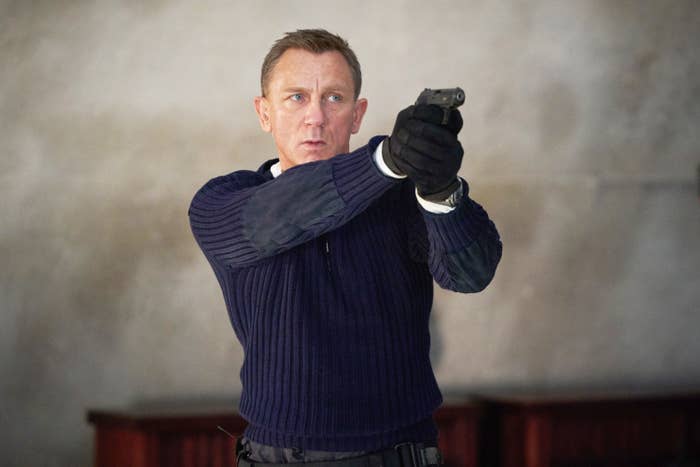 James Bond pointing a gun