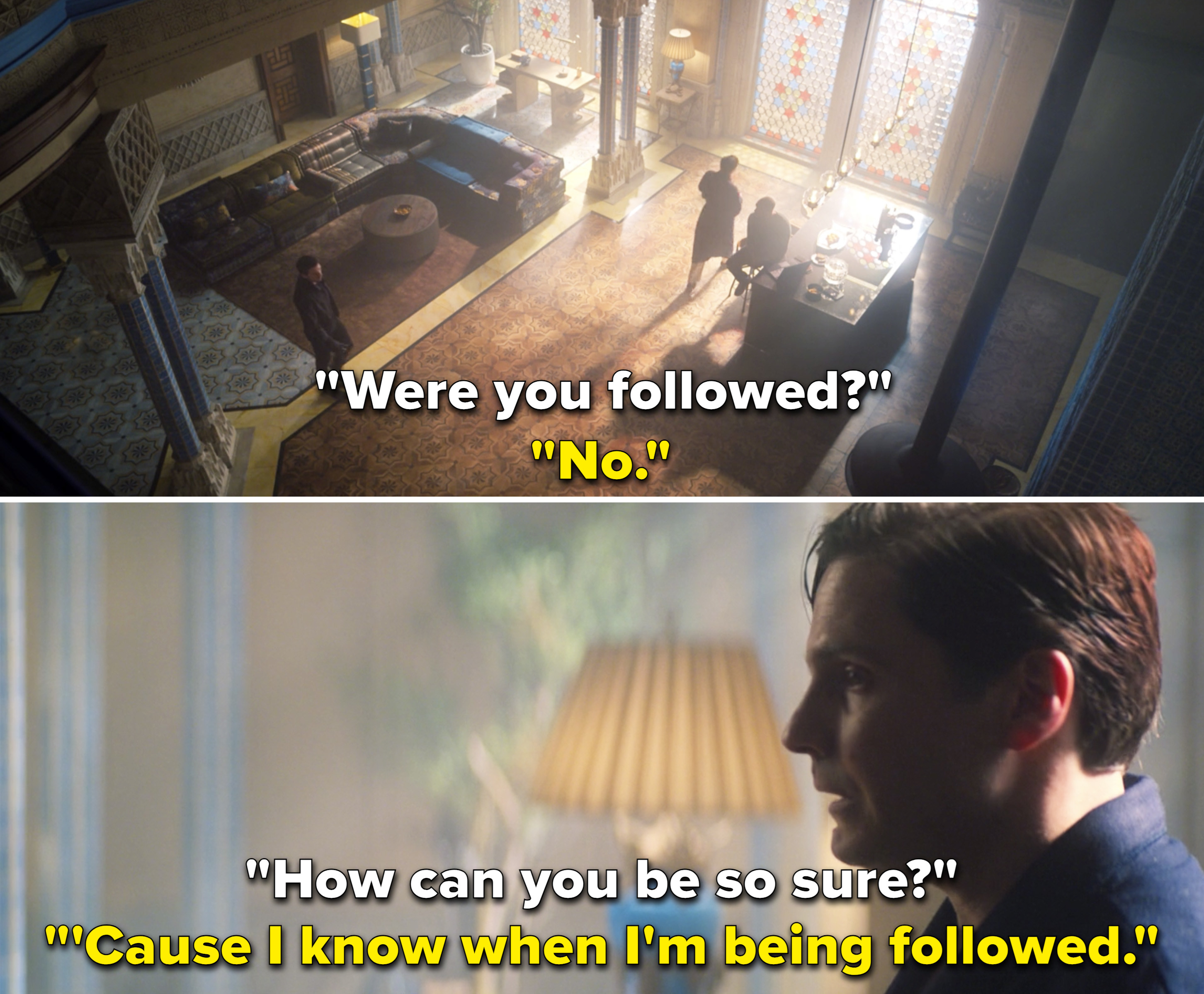 Bucky telling Zemo and Sam, &quot;&#x27;Cause I know when I&#x27;m being followed&quot;