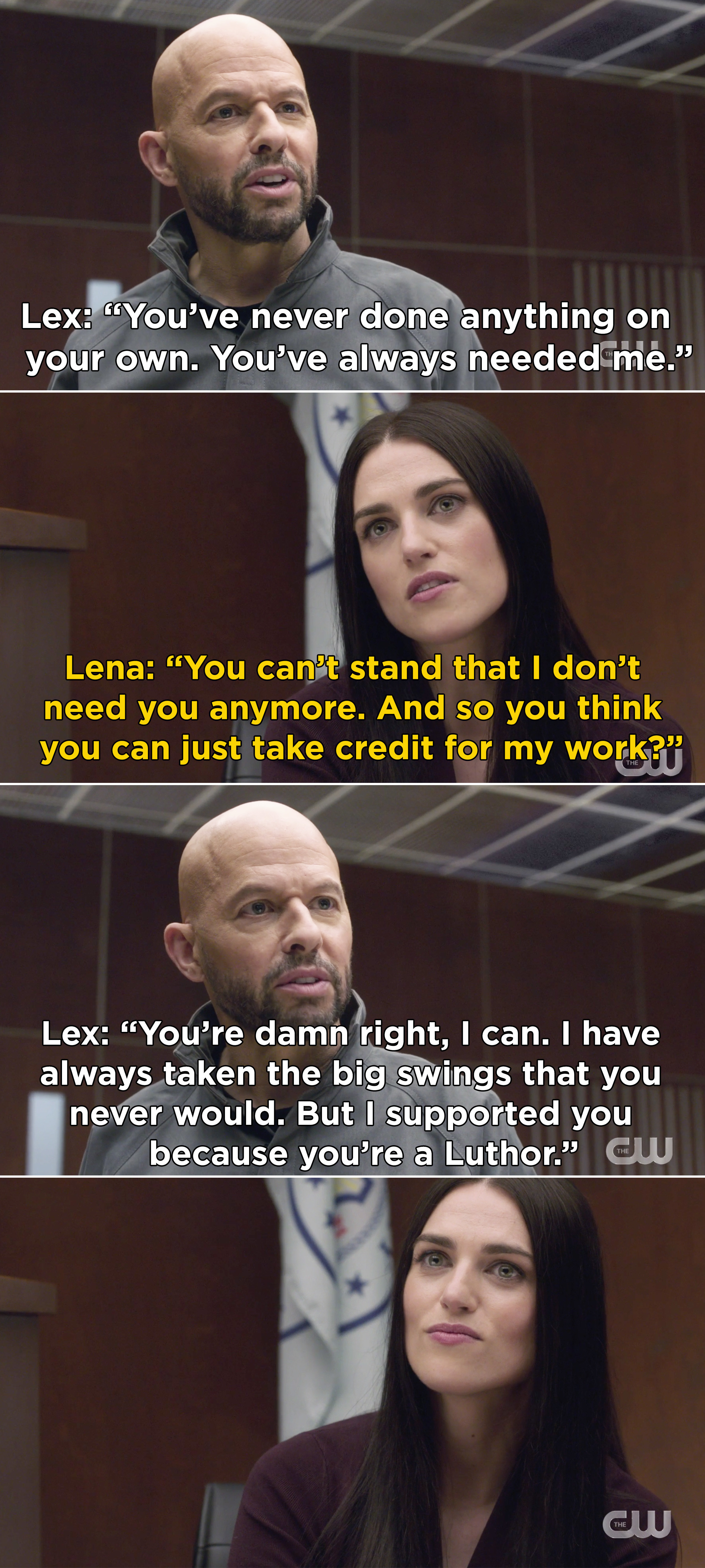 Lex and Lena arguing in court and Lex saying she always needed him