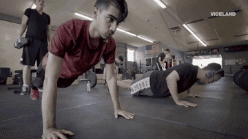 Two men doing push-ups