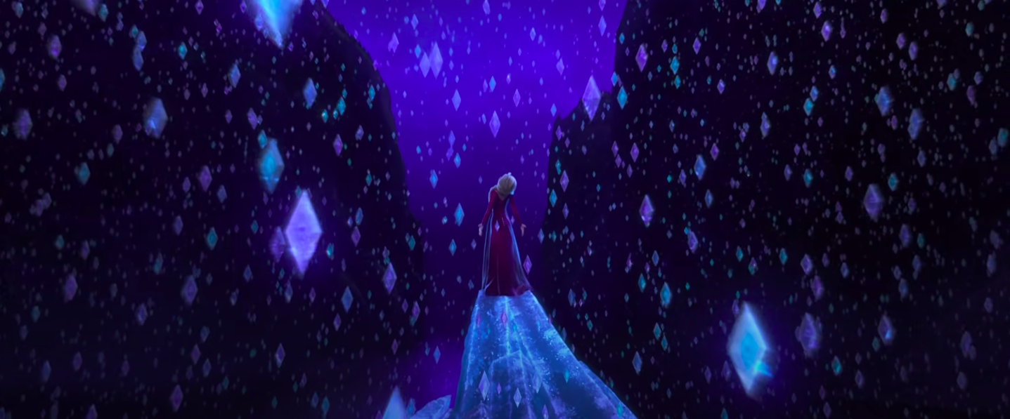 Elsa standing around frozen diamonds in &quot;Frozen II&quot;