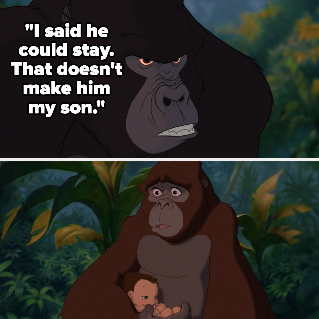 Kerchak tells Kala that Tarzan can stay but he&#x27;s not his son