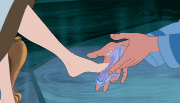 Putting the glass slipper on Cinderella