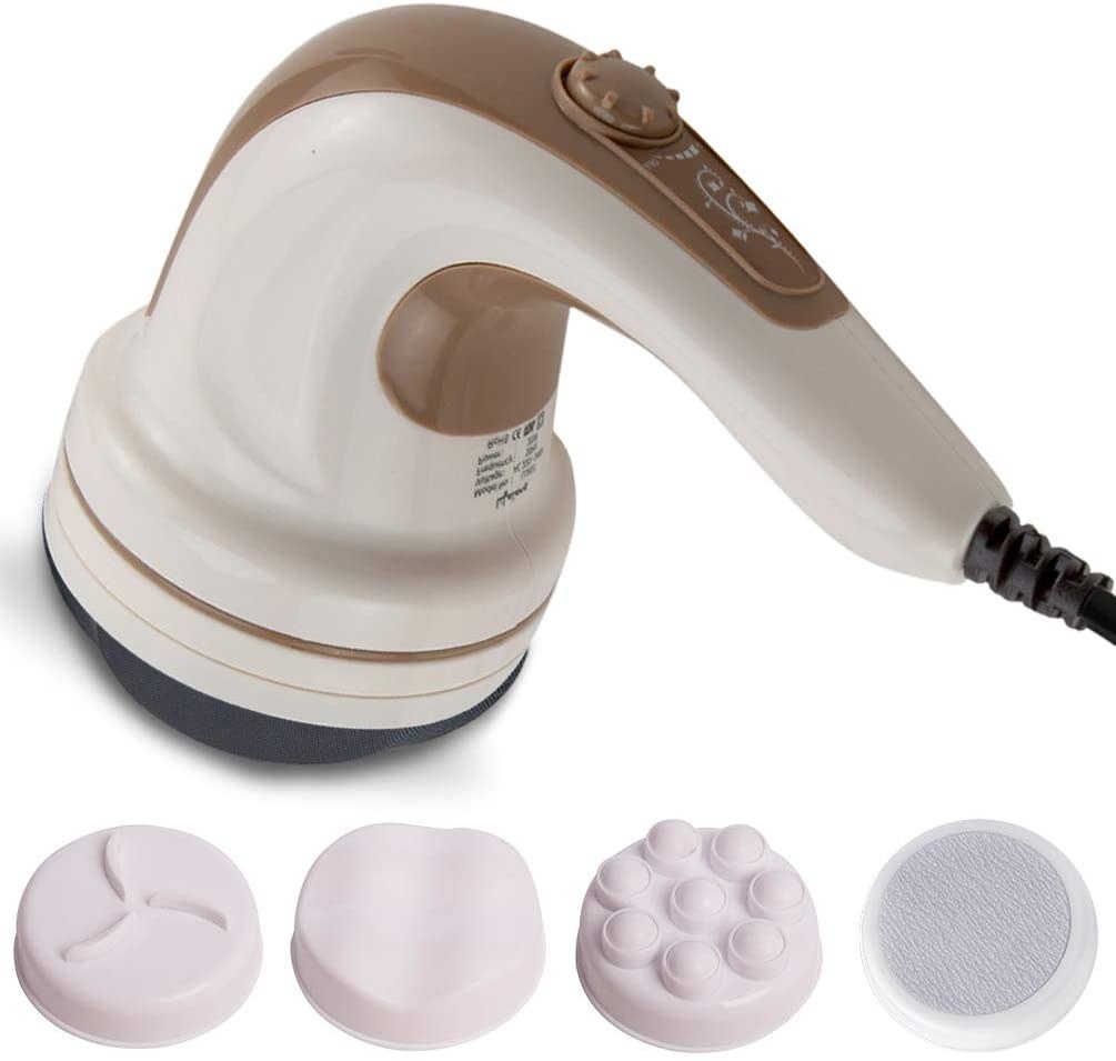 A handheld massager with the different heads 