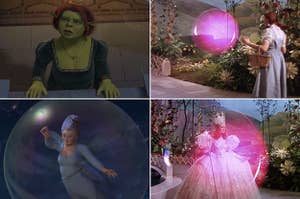 Fiona meeting Fairy Godmother in "Shrek 2;" Dorothy meeting Glinda the Good Witch in "The Wizard of Oz"