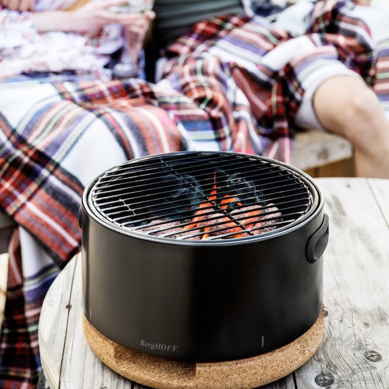 The firey tabletop BBQ on a coaster 