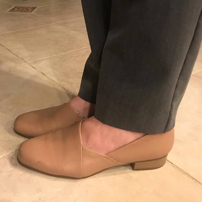 Reviewer wearing Clarks loafer