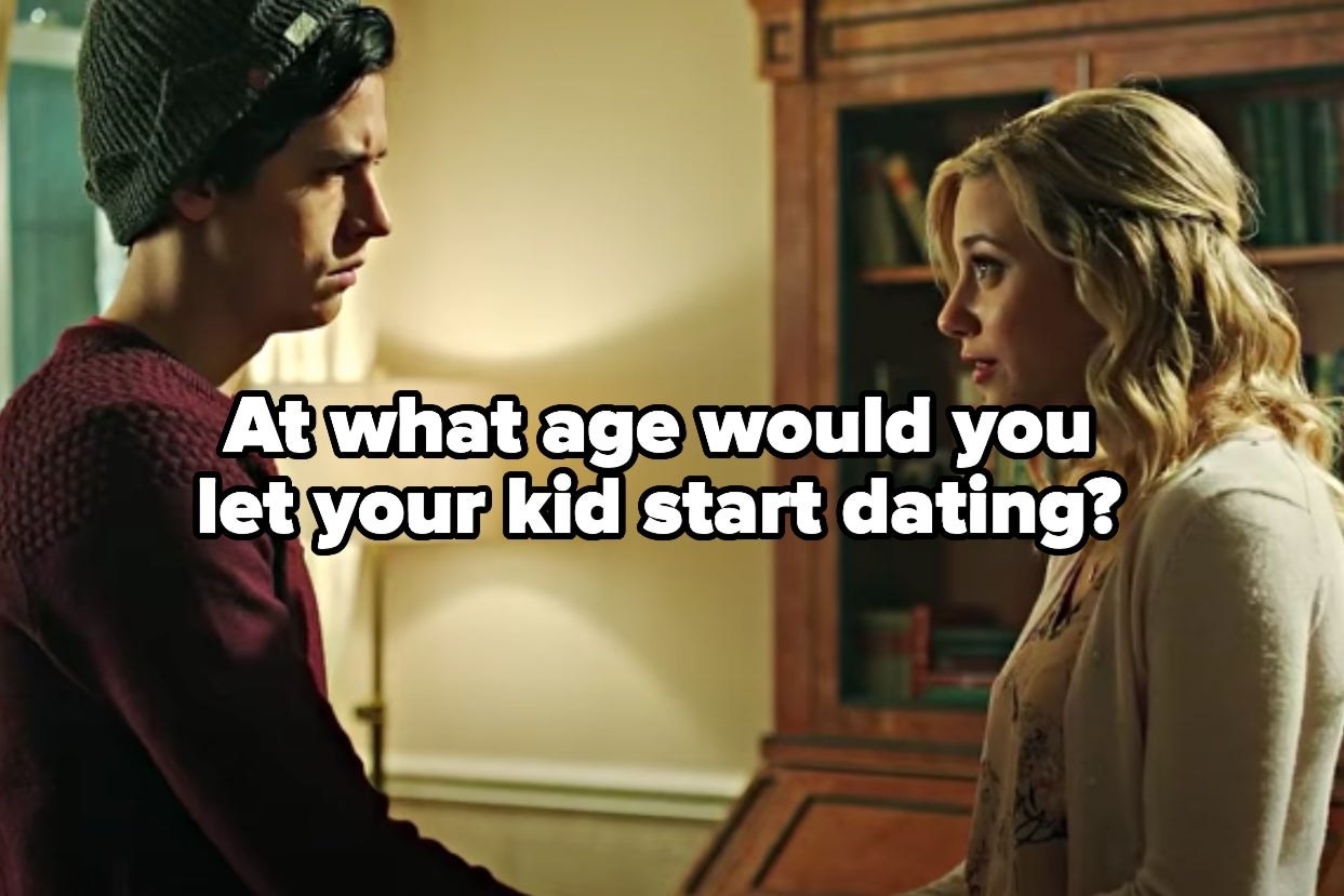 Jughead and Betty with the words &quot;At what age would you let your kids start dating?&quot; 