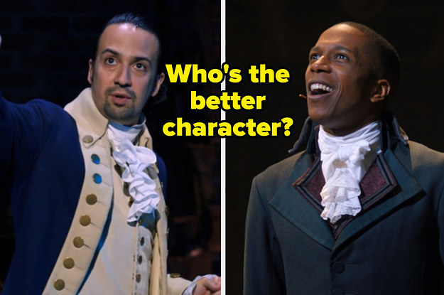 Lin-Manuel Miranda as Alexander Hamilton and Leslie Odom Jr. as Aaron Burr in the musical