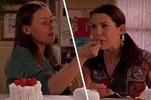 Lauren Graham as Lorelai Gilmore and Alexis Bledel as Rory Gilmore in the show "Gilmore Girls."