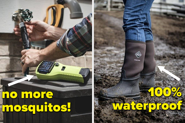 A split thumbnail of a mosquito repellant and boots