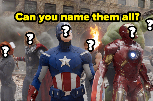 The original 6 avengers with text asking