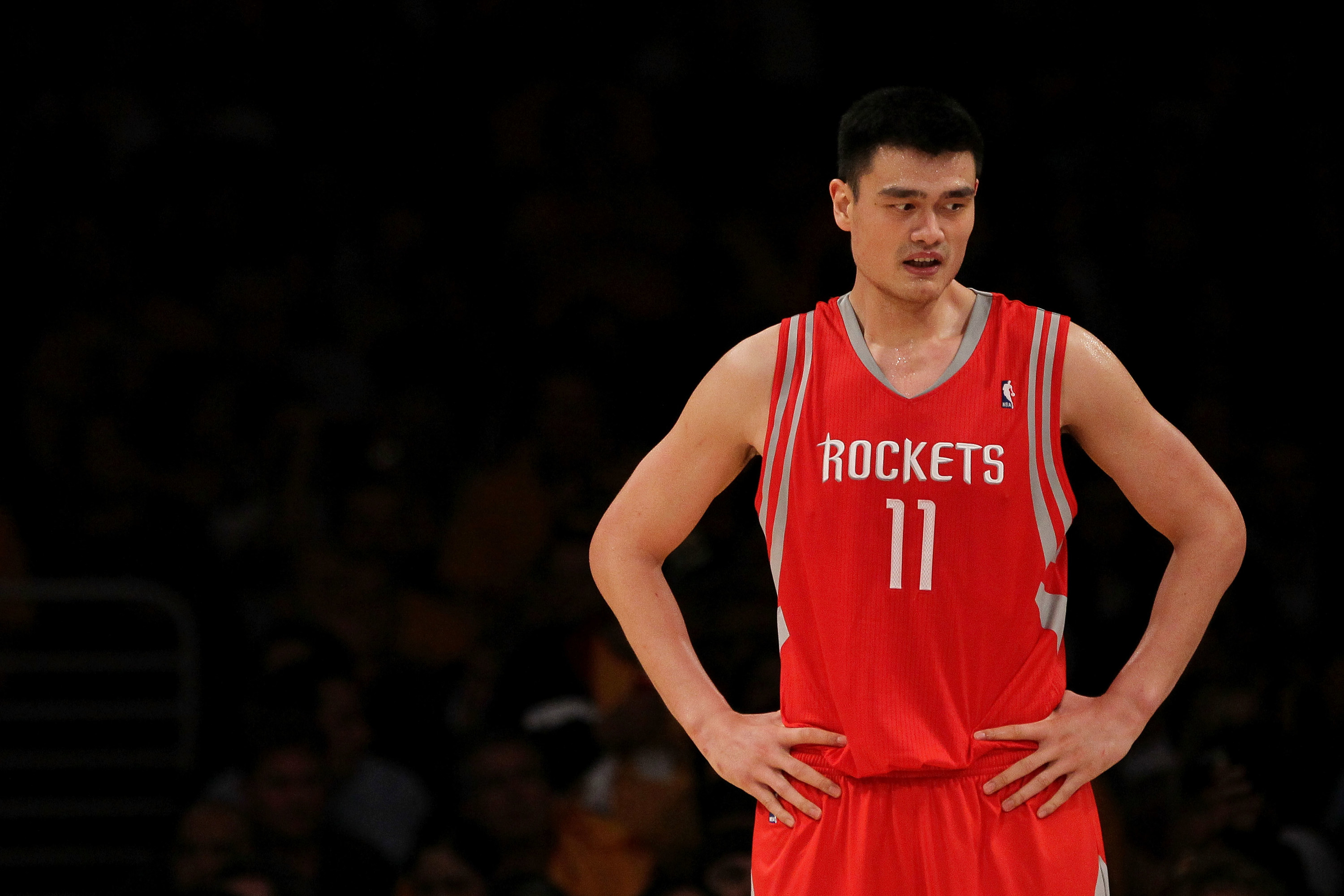 Yao Ming in a Rockets uniform