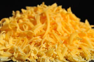 A pile of grated cheese