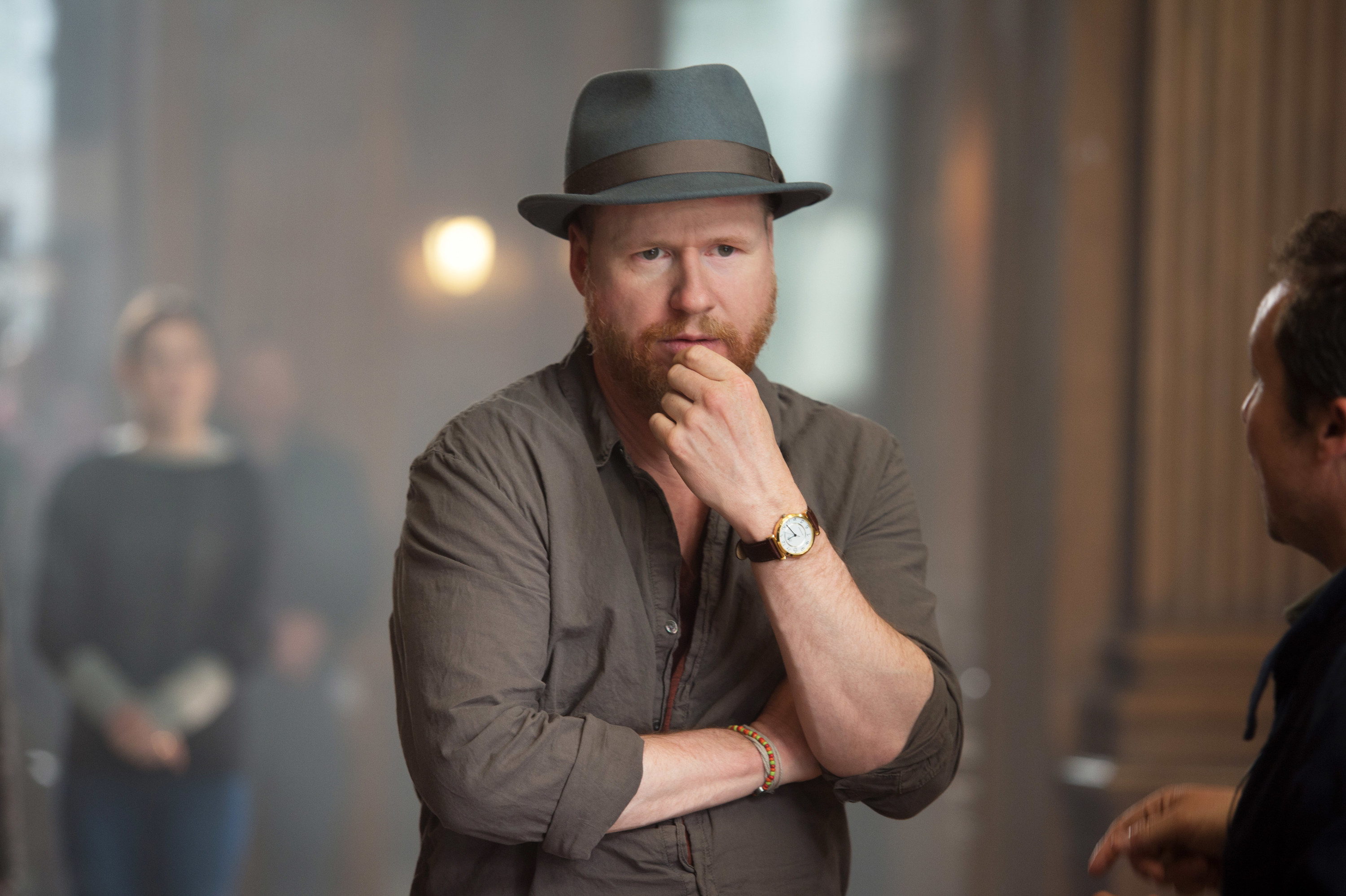 Joss Whedon on the set of Avengers Age of Ultron