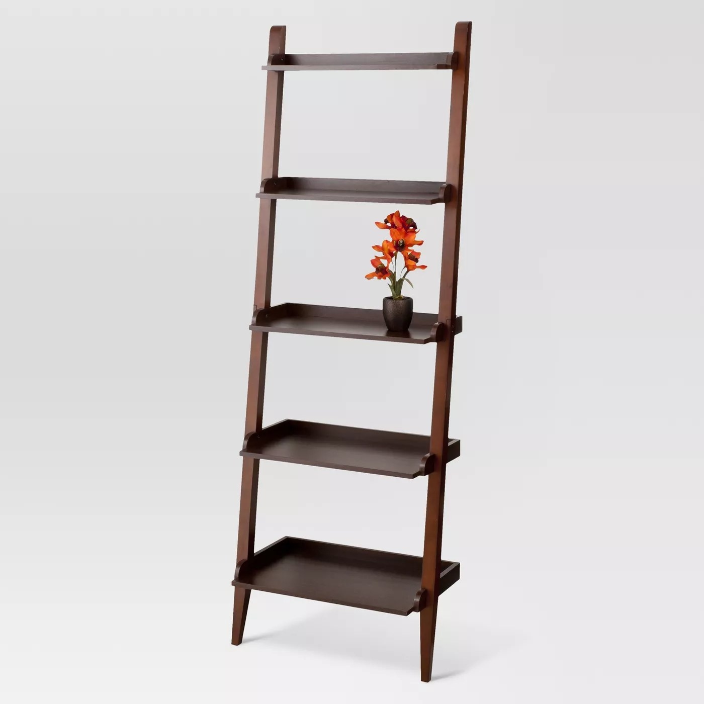 A leaning bookcase