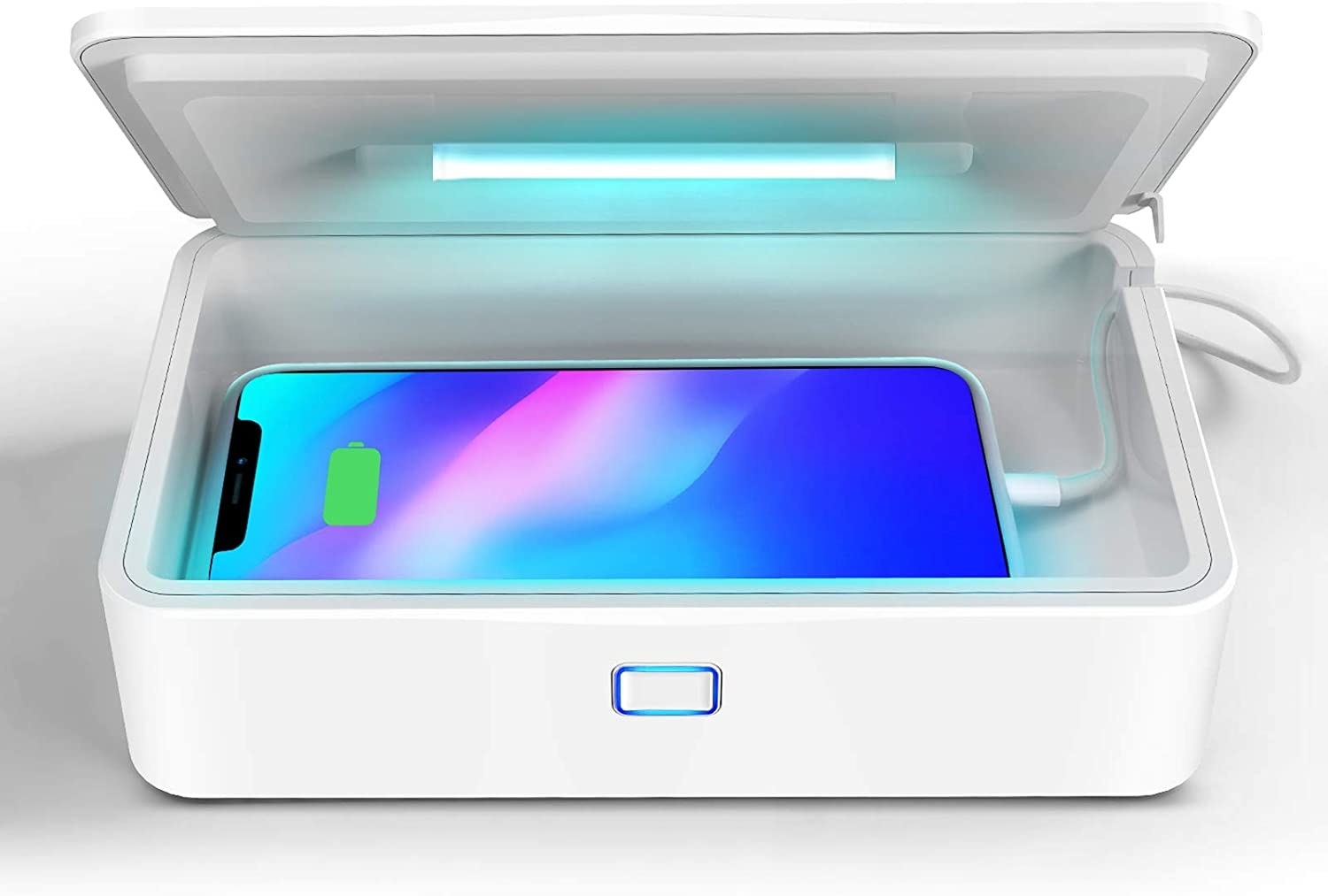 A phone in a UV sanitiser 