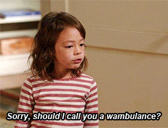 Child saying, &quot;sorry, should I call a wambulance?&quot;