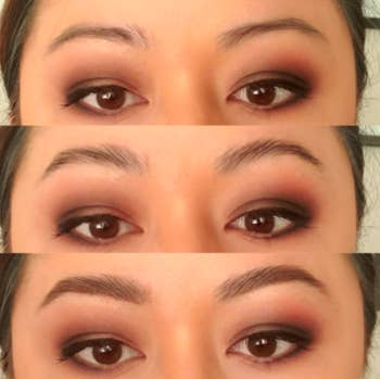 A bid of lawsuit reappraisal photos showing their eyebrows earlier and aft utilizing the soap