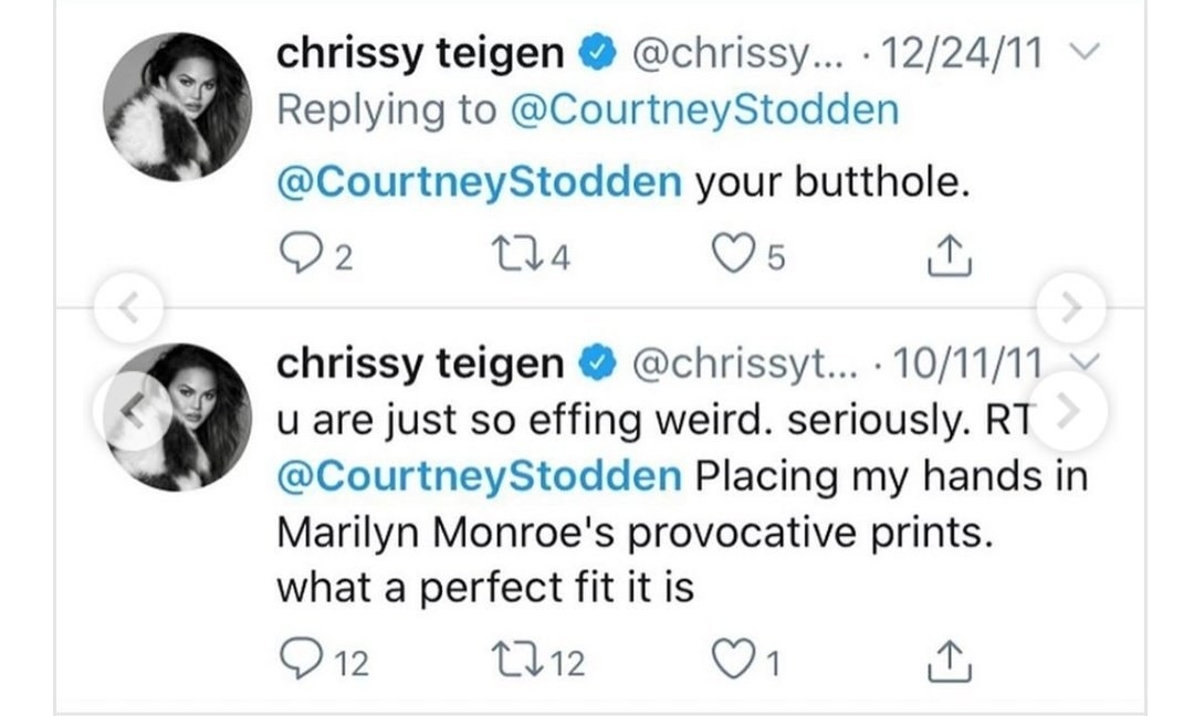 Chrissy tweeted at Courtney in December 2011, &quot;u are just so effing weird. seriously&quot;