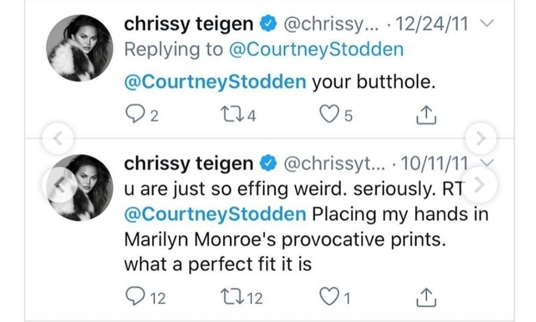 Chrissy tweeted at Courtney in December 2011, "u are just so effing weird. seriously"