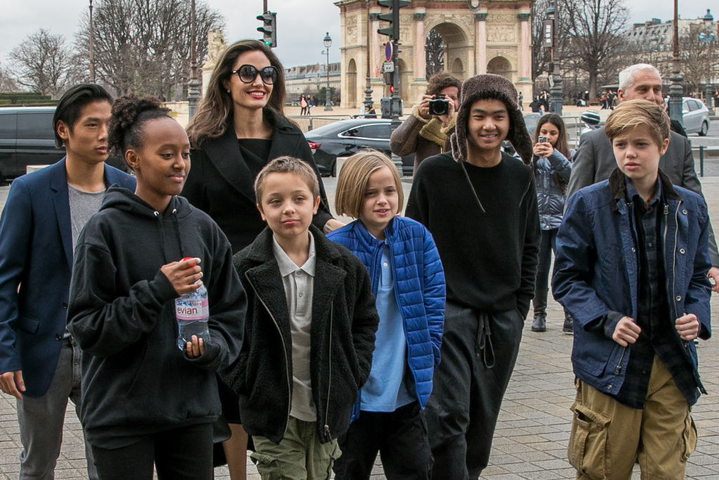 Angelina and her six kids in Paris
