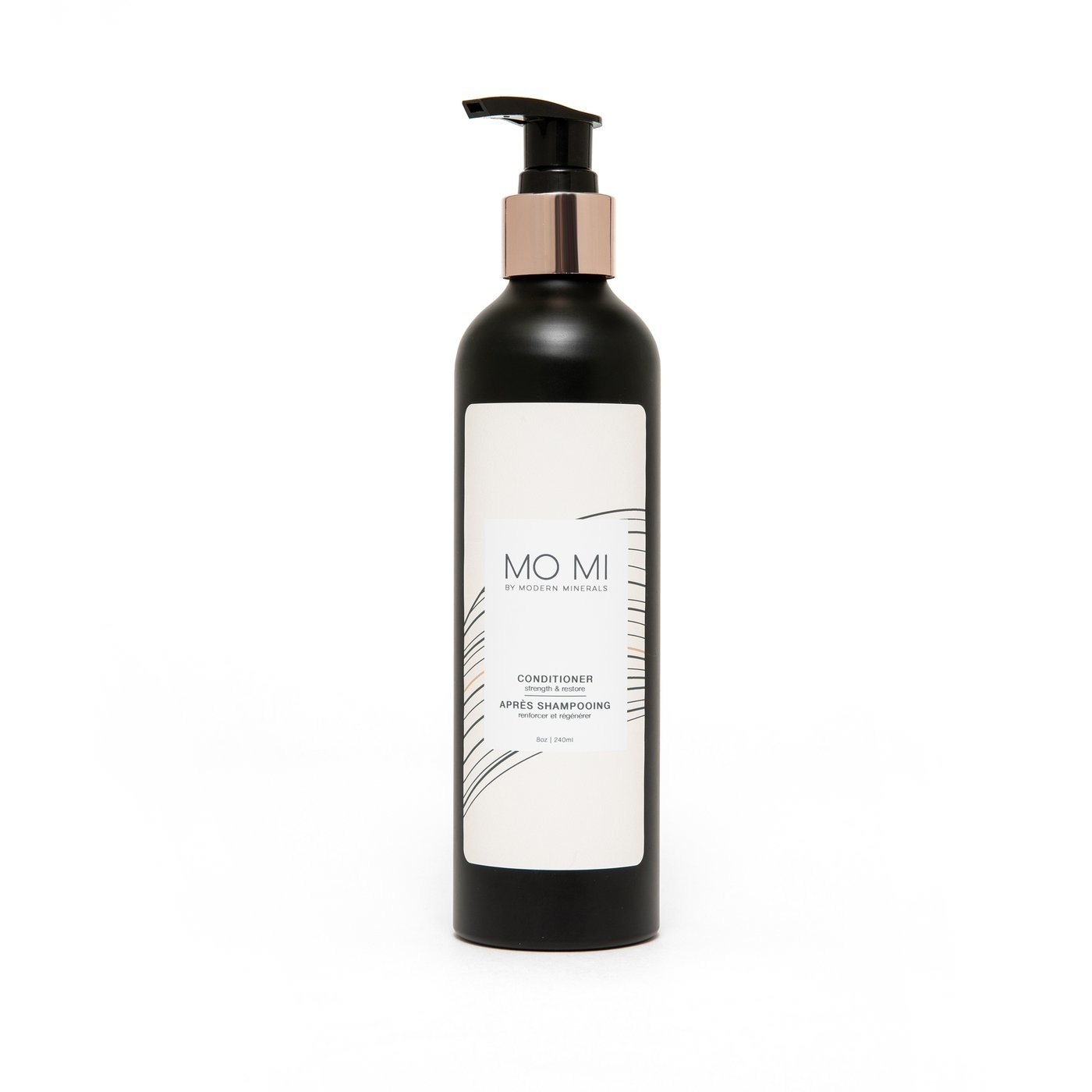 product image of the conditioner in a black bottle with pump