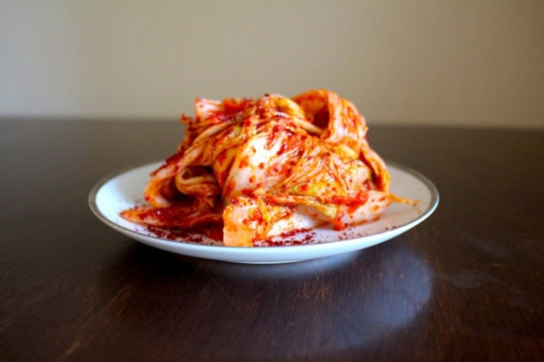 a plate with Korean Kimchi on it