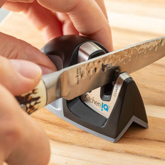 The mini knife sharpener in use