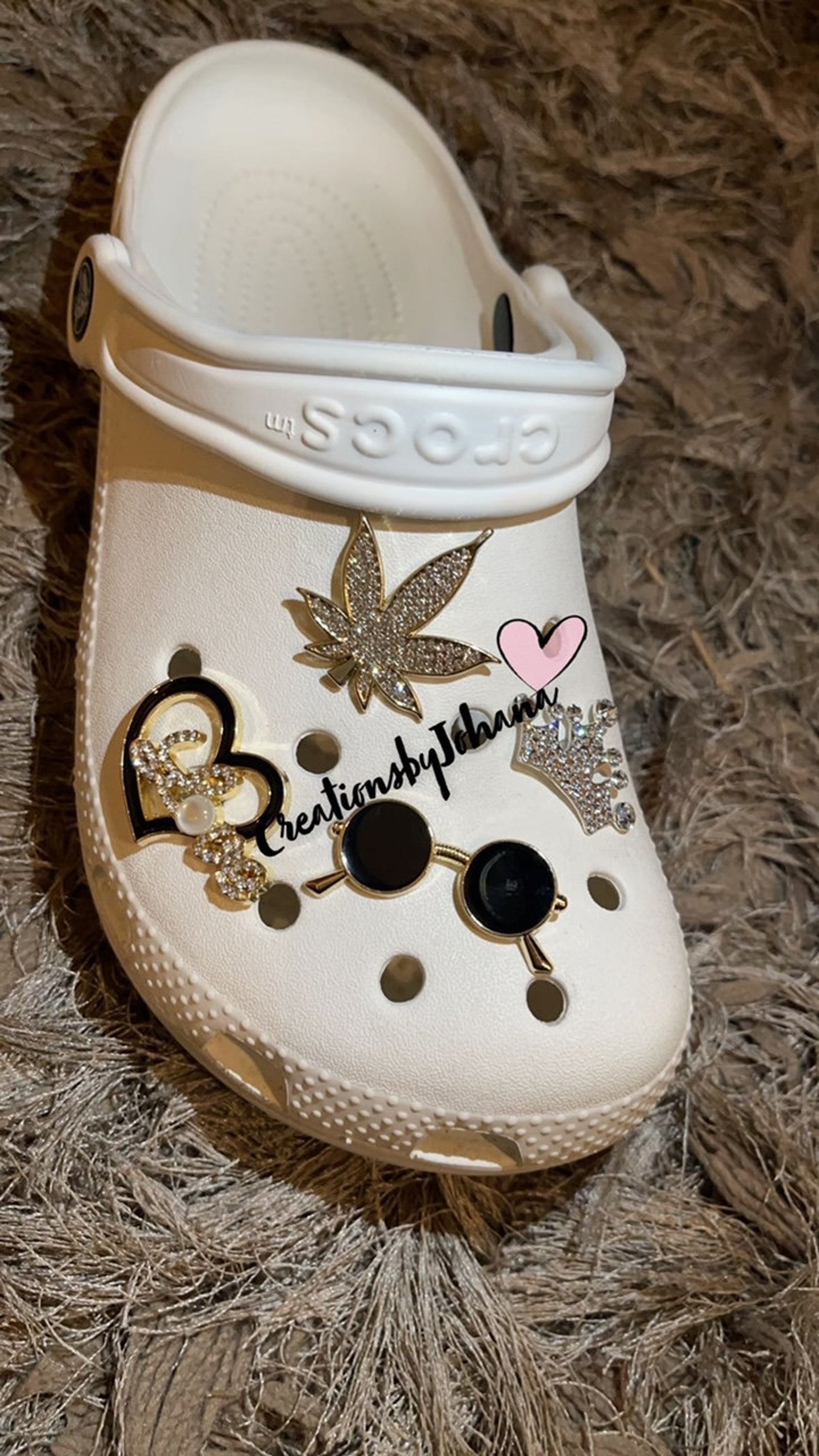 white blinged out crocs