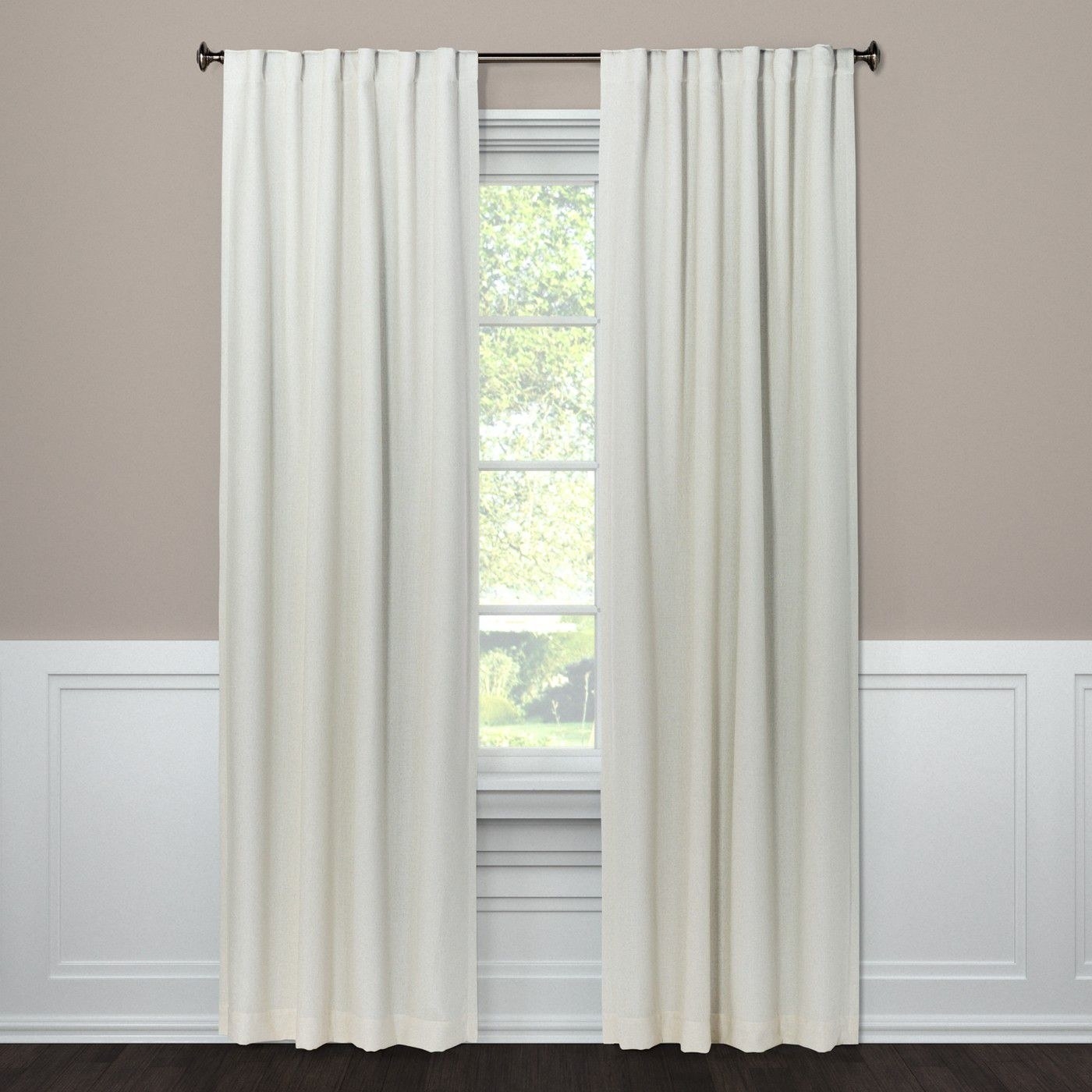 White blackout curtains in a home