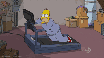 Home Simpson looking bored on a treadmill
