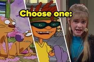 CatDog is on the left with a "Rocket Power" character on the left and Clarissa on the right labeled, "Choose one:"