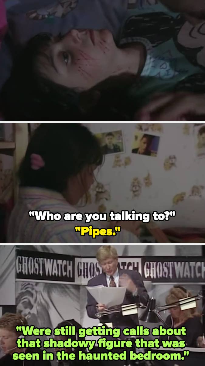 a little girl has scratches on her face, then later says she's talking to "pipes," then the host says they're getting calls about a shadowy figure from the haunted bedroom
