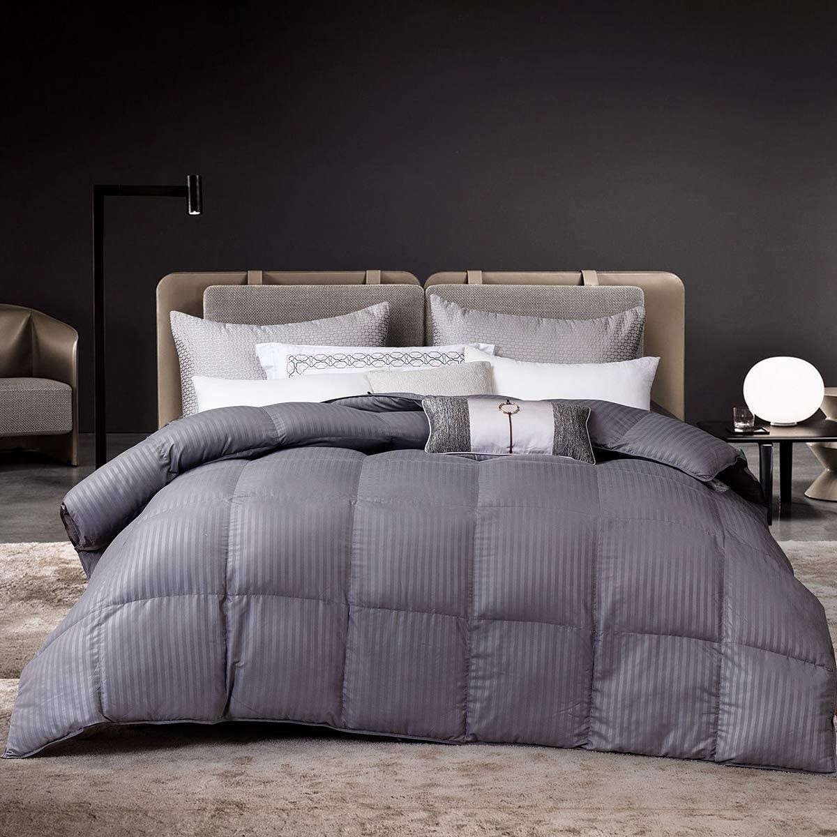 The grey stripe comforter