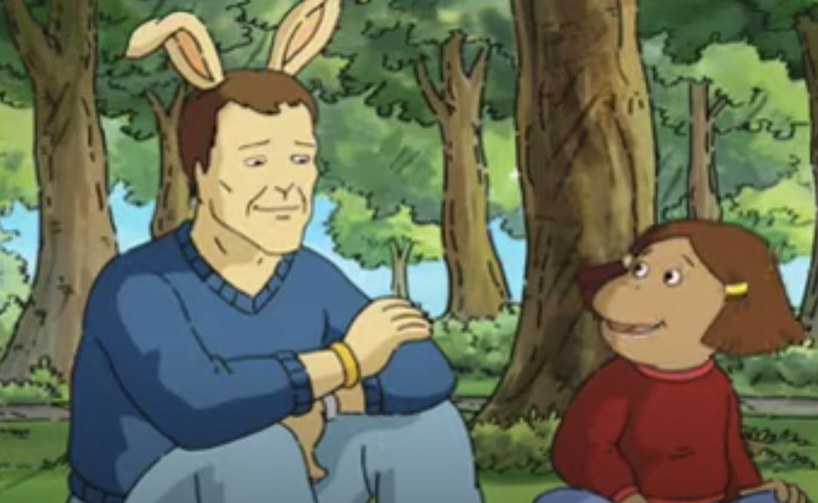 Lance Armstrong bunny talking to Muffy